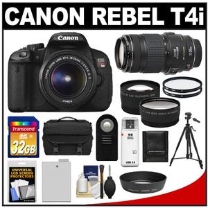 Canon EOS Rebel T4i Digital SLR Camera Body & EF-S 18-55mm IS II Lens with 70-300mm IS Lens + 32GB Card + Tripod + Battery + Case + Filters + Tele/Wide Lens Kit - Digital Cameras and Accessories - Hip Lens.com