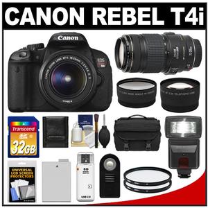Canon EOS Rebel T4i Digital SLR Camera Body & EF-S 18-55mm IS II Lens with 70-300mm IS Lens + 32GB Card + Flash + Battery + Case + Filters + Tele/Wide Lens Kit - Digital Cameras and Accessories - Hip Lens.com