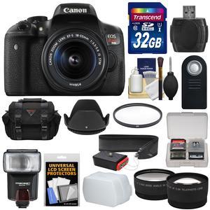 Canon EOS Rebel T6i Wi-Fi Digital SLR Camera & EF-S 18-55mm IS STM Lens with 32GB Card + Case + Strap + Filter + Flash + Tele\/Wide Lens Kit