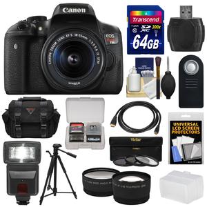 Canon EOS Rebel T6i Wi-Fi Digital SLR Camera & EF-S 18-55mm IS STM Lens with 64GB Card + Case + 3 Filters + Tripod + Flash + Tele\/Wide Lens Kit Canon EOS Rebel T6i Wi-Fi Digital SLR Camera & EF-S 18-55mm IS STM Lens with 64GB Card + Case + 3 Filters + Tripod + Flash + Tele\/Wide Lens Kit