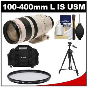 Canon EF 100-400mm f/4.5-5.6 L IS USM Telephoto Zoom Lens with Hoya Multi-Coated UV Filter + Case + Tripod + Cleaning Kit - Digital Cameras and Accessories - Hip Lens.com