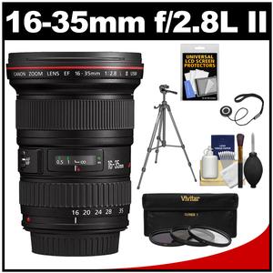 Canon EF 16-35mm f/2.8 L II USM Zoom Lens with Tripod + 3 Filters Kit