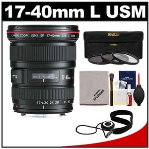 Canon EF 17-40mm f/4 L USM Zoom Lens with 3 (UV/ND8/CPL) Filters + Accessory Kit