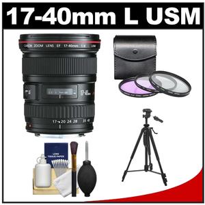 Canon EF 17-40mm f/4 L USM Zoom Lens with Tripod + 3 (UV/FLD/CPL) Filters + Cleaning Kit - Digital Cameras and Accessories - Hip Lens.com