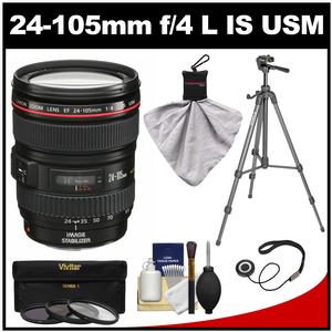 Canon EF 24-105mm f/4 L IS USM Zoom Lens with Tripod + 3 Filters Kit