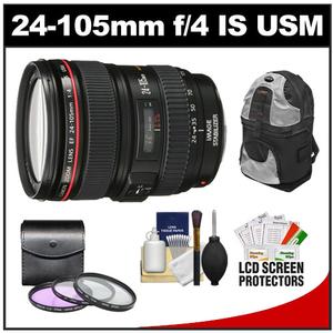 Canon EF 24-105mm f/4 L IS USM Zoom Lens - NEW (NO Original Box) with 3 UV/FLD/CPL Filters + Backpack + Accessory Kit - Digital Cameras and Accessories - Hip Lens.com
