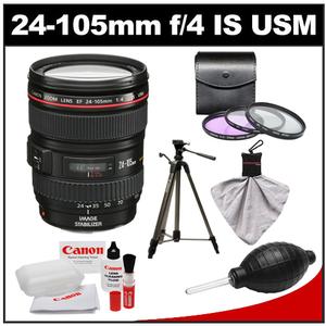 Canon EF 24-105mm f/4 L IS USM Zoom Lens - NEW (NO Original Box) with Canon 62" Tripod + 3 UV/FLD/CPL Filters + Accessory Kit - Digital Cameras and Accessories - Hip Lens.com