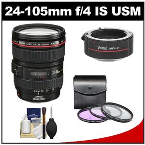 Canon EF 24-105mm f/4 L IS USM Zoom Lens - NEW (NO Original Box) with 2x Teleconverter + 3 UV/FLD/CPL Filters + Cleaning Kit - Digital Cameras and Accessories - Hip Lens.com