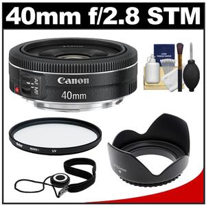 Canon EF 40mm f/2.8 STM Pancake Lens with UV Filter + Hood + Cleaning Kit - Digital Cameras and Accessories - Hip Lens.com