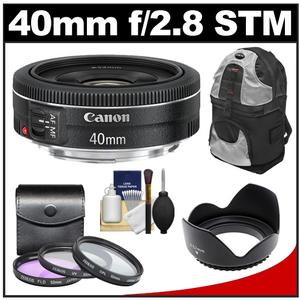 Canon EF 40mm f/2.8 STM Pancake Lens with 3 (UV/FLD/CPL) Filters + Hood + Backpack + Accessory Kit - Digital Cameras and Accessories - Hip Lens.com