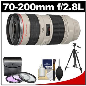 Canon EF 70-200mm f/2.8L USM Zoom Lens with 3 (UV/FLD/CPL) Filters + Tripod + Cleaning Kit - Digital Cameras and Accessories - Hip Lens.com