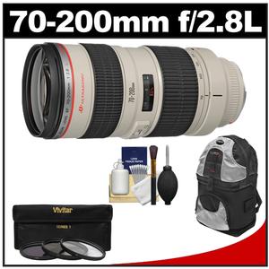 Canon EF 70-200mm f/2.8L USM Zoom Lens with 3 UV/ND8/CPL Filters + Backpack + Cleaning Kit