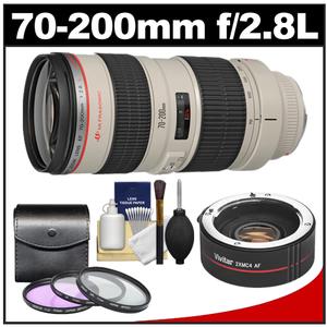 Canon EF 70-200mm f/2.8L USM Zoom Lens with 2x Teleconverter + 3 UV/FLD/CPL Filters + Cleaning Kit - Digital Cameras and Accessories - Hip Lens.com