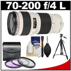Canon EF 70-200mm f/4 L USM Zoom Lens with 3 (UV/FLD/CPL) Filters + Tripod + Cleaning Kit - Digital Cameras and Accessories - Hip Lens.com