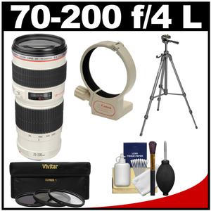 Canon EF 70-200mm f/4 L USM Zoom Lens with Tripod + Ring Collar + 3 UV/CPL/ND8 Filters + Kit