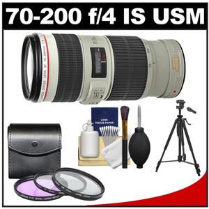 Canon EF 70-200mm f/4L IS USM Zoom Lens with 3 (UV/FLD/CPL) Filters + Tripod + Cleaning Kit - Digital Cameras and Accessories - Hip Lens.com