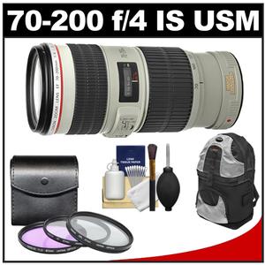 Canon EF 70-200mm f/4L IS USM Zoom Lens with Backpack + 3 (UV/FLD/CPL) Filters + Cleaning Kit - Digital Cameras and Accessories - Hip Lens.com