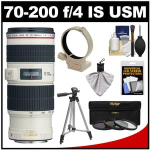 Canon EF 70-200mm f/4L IS USM Zoom Lens with 3 (UV/CPL/ND8) Filters + Tripod Mount Ring Collar + Tripod + Accessory Kit