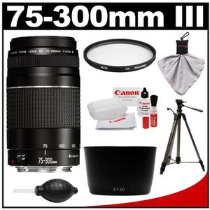 Canon EF 75-300mm f/4-5.6 III Zoom Lens with Hoya UV Filter + Hood + Tripod + Accessory Kit - Digital Cameras and Accessories - Hip Lens.com