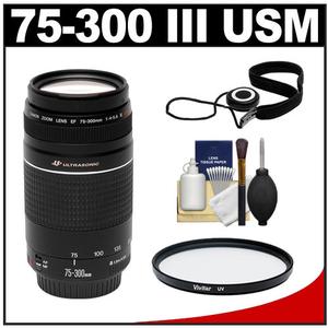 Canon EF 75-300mm f/4-5.6 III USM Lens with UV Filter + Lens Cleaning Kit for Digital Rebel XT, XTi, XSi, XS, T1i, EOS 30D, 40D & 50D Digital SLR Cameras Canon EF 75-300mm f/4-5.6 III USM Lens with UV Filter + Lens Cleaning Kit for Digital Rebel XT, XTi, XSi, XS, T1i, EOS 30D, 40D & 50D Digital SLR Cameras