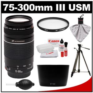 Canon EF 75-300mm f/4-5.6 III USM Zoom Lens with Hoya UV Filter + Hood + Tripod + Accessory Kit - Digital Cameras and Accessories - Hip Lens.com