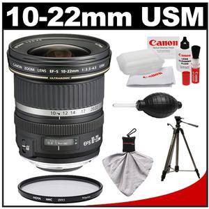 Canon EF-S 10-22mm f/3.5-4.5 USM Ultra Wide Angle Zoom Lens with Hoya HMC UV Filter + Tripod + Accessory Kit - Digital Cameras and Accessories - Hip Lens.com