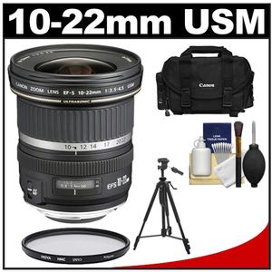 Canon EF-S 10-22mm f/3.5-4.5 USM Ultra Wide Angle Zoom Lens with Canon Case + Hoya HMC UV Filter + Tripod + Cleaning Kit - Digital Cameras and Accessories - Hip Lens.com