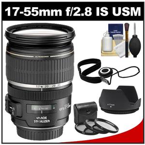 Canon EF-S 17-55mm f/2.8 IS USM Zoom Lens with Hood + 3 UV/CPL/ND8 Filters + Accessory Kit