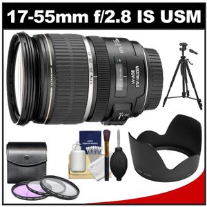 Canon EF-S 17-55mm f/2.8 IS USM Zoom Lens with 3 UV/FLD/CPL Filters + Lens Hood + Tripod + Cleaning Kit - Digital Cameras and Accessories - Hip Lens.com