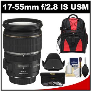 Canon EF-S 17-55mm f/2.8 IS USM Zoom Lens with Backpack + 3 UV/CPL/ND8 Filters + Hood + Cleaning Kit