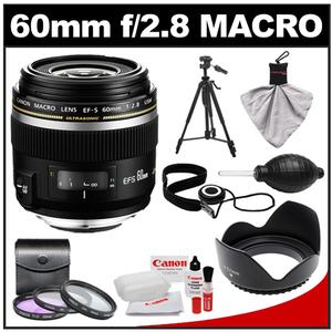Canon EF-S 60mm f/2.8 Macro USM Lens with 3 UV/FLD/CPL Filters + Lens Hood + Tripod + Accessory Kit - Digital Cameras and Accessories - Hip Lens.com