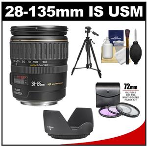Canon EF 28-135mm f/3.5-5.6 IS USM Zoom Lens with Tripod + 3 UV/FLD/CPL Filters + Accessory Kit