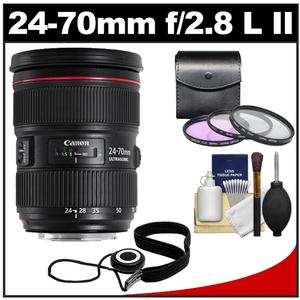 Canon EF 24-70mm f/2.8 L II USM Zoom Lens with 3 UV/FLD/CPL Filters + Accessory Kit Canon EF 24-70mm f/2.8 L II USM Zoom Lens with 3 UV/FLD/CPL Filters + Accessory Kit