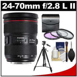 Canon EF 24-70mm f/2.8 L II USM Zoom Lens with 3 UV/FLD/CPL Filters + Tripod + Cleaning Kit Canon EF 24-70mm f/2.8 L II USM Zoom Lens with 3 UV/FLD/CPL Filters + Tripod + Cleaning Kit