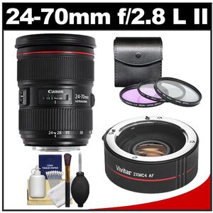 Canon EF 24-70mm f/2.8 L II USM Zoom Lens with 2x Teleconverter + 3 UV/FLD/CPL Filters + Cleaning Kit Canon EF 24-70mm f/2.8 L II USM Zoom Lens with 2x Teleconverter + 3 UV/FLD/CPL Filters + Cleaning Kit