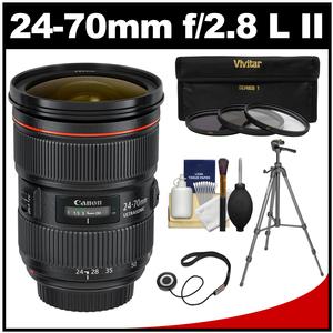 Canon EF 24-70mm f/2.8 L II USM Zoom Lens with Tripod + 3 Filters Kit