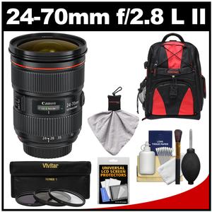 Canon EF 24-70mm f/2.8 L II USM Zoom Lens with Backpack + 3 Filters Kit