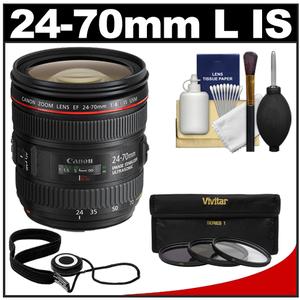 Canon EF 24-70mm f/4L IS USM Zoom Lens with 3 UV/ND8/CPL Filters + Kit