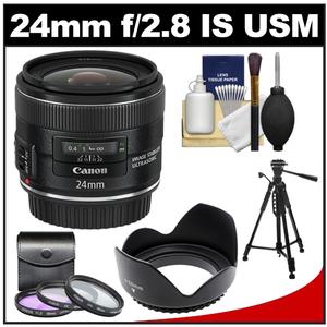 Canon EF 24mm f/2.8 IS USM Lens with 3 (UV/FLD/CPL) Filters + Tripod + Lens Hood + Cleaning Kit - Digital Cameras and Accessories - Hip Lens.com