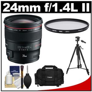 Canon EF 24mm f/1.4L II USM Lens with Hoya HMC UV Filter + Canon Case + Tripod + Cleaning Kit - Digital Cameras and Accessories - Hip Lens.com