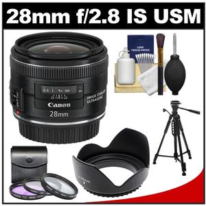 Canon EF 28mm f/2.8 IS USM Lens with 3 (UV/FLD/CPL) Filters + Tripod + Lens Hood + Cleaning Kit - Digital Cameras and Accessories - Hip Lens.com