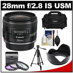 Canon EF 28mm f/2.8 IS USM Lens with Canon 2400 Case + 3 (UV/CPL/CPL) Filters + Tripod + Lens Hood + Cleaning Kit - Digital Cameras and Accessories - Hip Lens.com