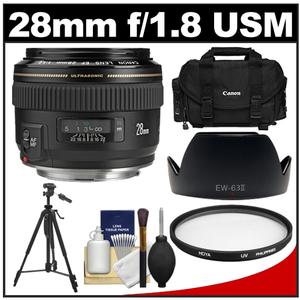 Canon EF 28mm f/1.8 USM Lens with Canon Case + EW-63II Hood + Tripod + Hoya UV Filter + Cleaning Kit - Digital Cameras and Accessories - Hip Lens.com