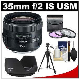 Canon EF 35mm f/2 IS USM Lens with 3 UV/FLD/CPL Filters + Hood + Tripod + Cleaning Kit Canon EF 35mm f/2 IS USM Lens with 3 UV/FLD/CPL Filters + Hood + Tripod + Cleaning Kit