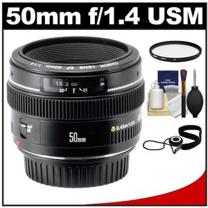 Canon EF 50mm f/1.4 USM Lens with UV Filter + Accessory Kit - Digital Cameras and Accessories - Hip Lens.com