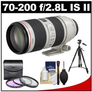 Canon EF 70-200mm f/2.8 L IS II USM Zoom Lens with 3 (UV/FLD/CPL) Filters + Tripod + Cleaning Kit - Digital Cameras and Accessories - Hip Lens.com