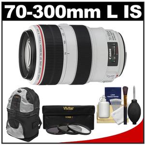 Canon EF 70-300mm f/4-5.6 L IS USM Zoom Lens with Backpack + 3 UV/ND8/CPL Filters + Cleaning Kit