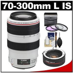 Canon EF 70-300mm f/4-5.6 L IS USM Zoom Lens with 2x Teleconverter + 3 UV/FLD/CPL Filters + Cleaning Kit - Digital Cameras and Accessories - Hip Lens.com