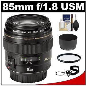 Canon EF 85mm f/1.8 USM Lens with ET-65III Hood + UV Filter + Accessory Kit - Digital Cameras and Accessories - Hip Lens.com