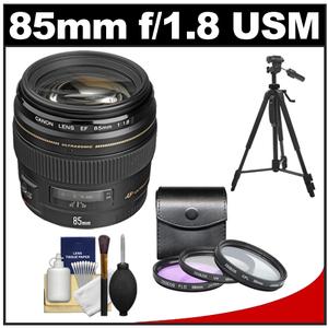 Canon EF 85mm f/1.8 USM Lens with 3 UV/FLD/CPL Filters + Tripod + Cleaning Kit - Digital Cameras and Accessories - Hip Lens.com